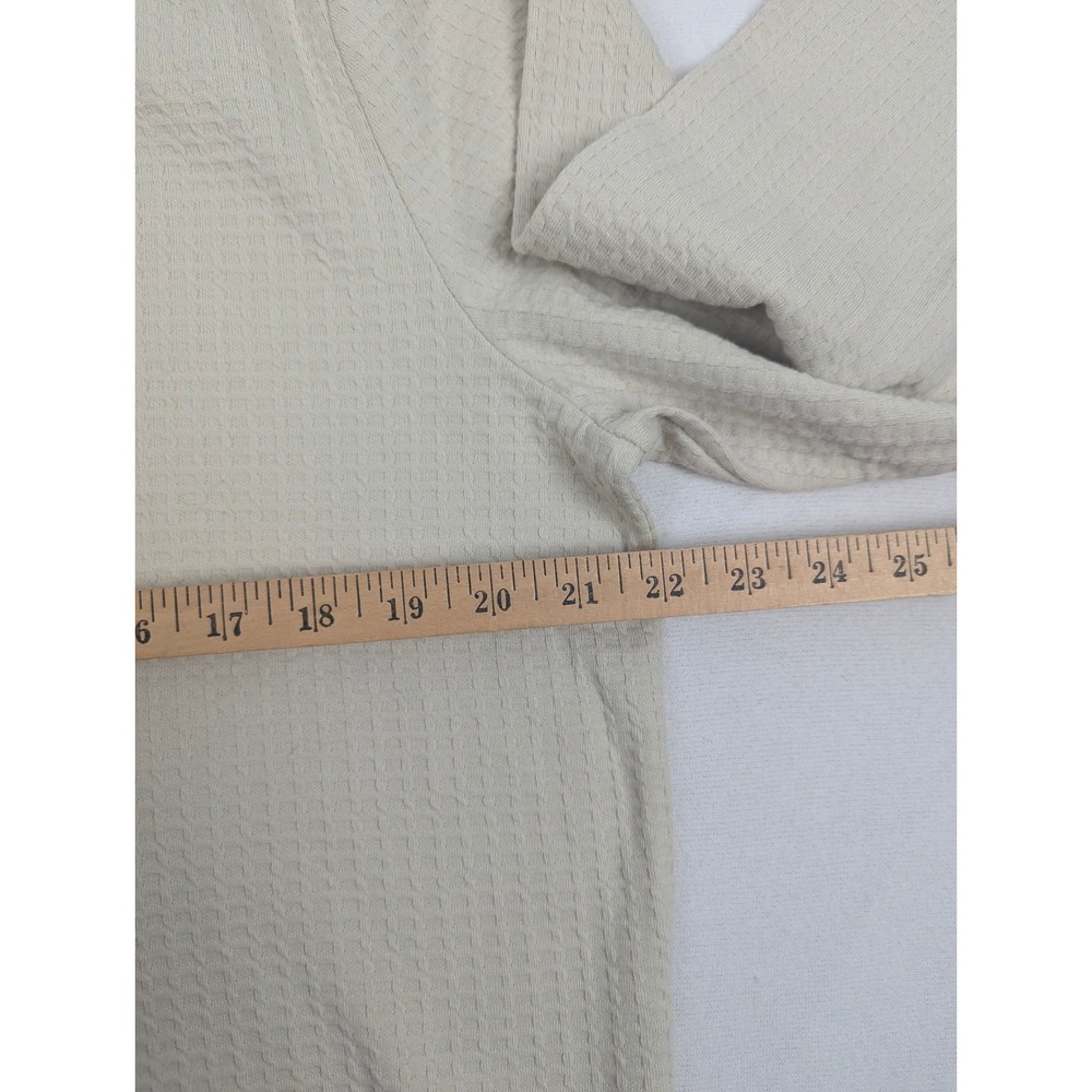 Perry Ellis Mens Waffle Knit Quarter Zip Pullover Cream Cotton Mock Neck Large - Picture 9 of 13